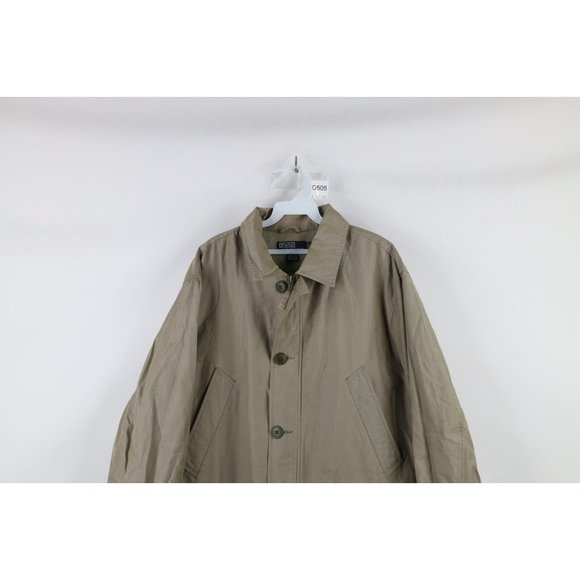 Vintage 90s Ralph Lauren Mens Large Faded Quilt Lined Chore Barn Jacket Beige - Picture 2 of 14